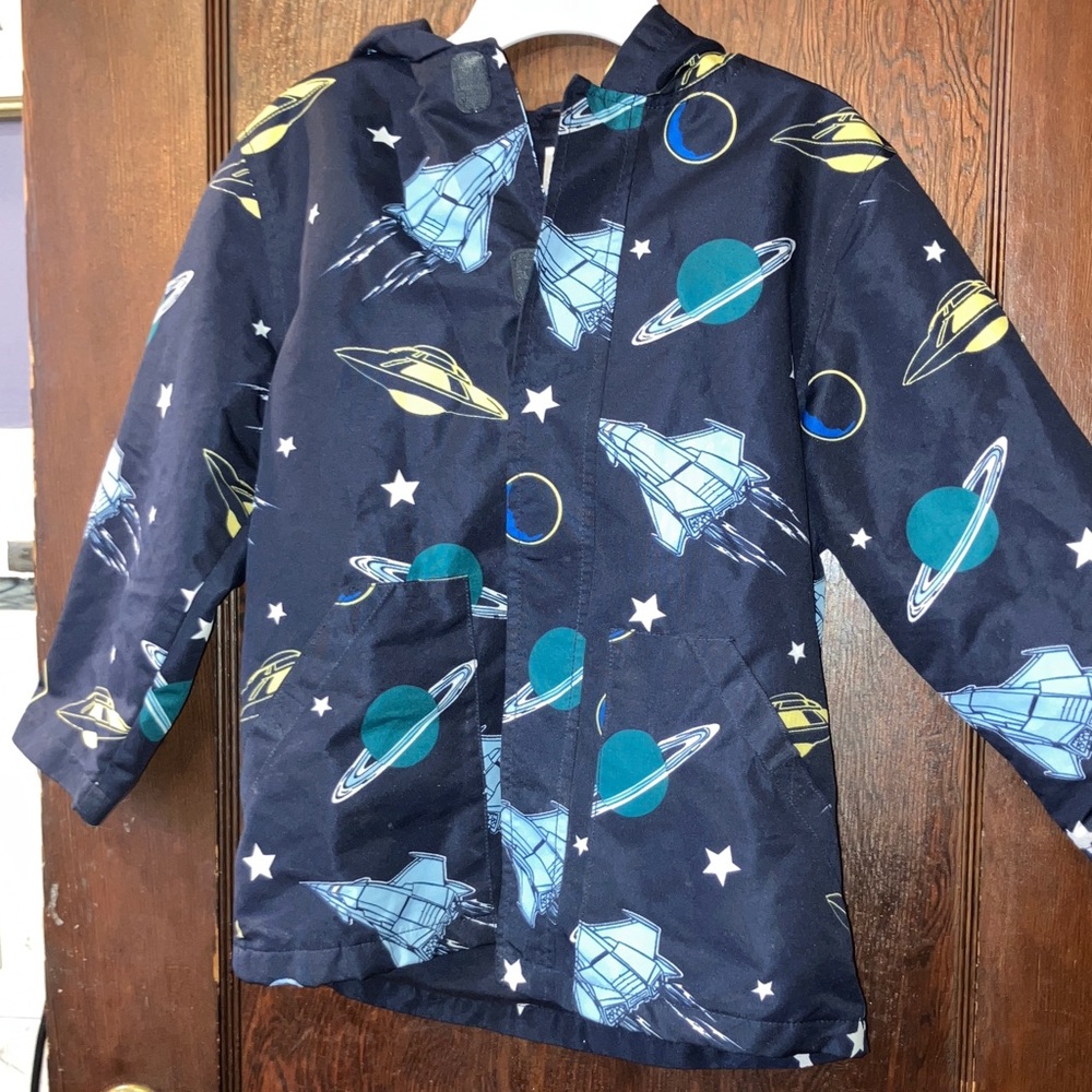 GYMBOREE SPACE VOYAGER BOYS HOODED LINED RAINCOAT 5-6